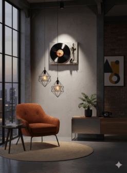 Alternative view of Horloge murale vinyle "platine upcyclée"