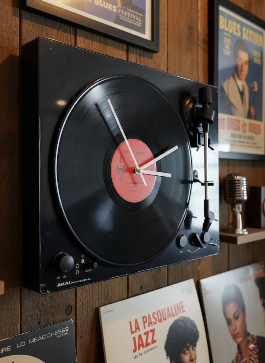 Horloge murale vinyle "platine upcyclée" – Image 3