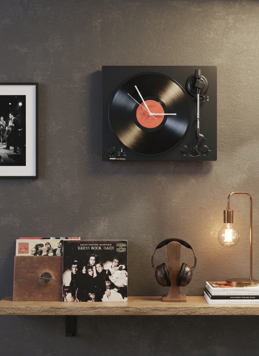 Horloge murale vinyle "platine upcyclée" – Image 4